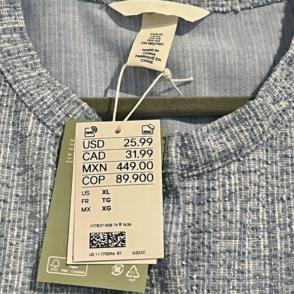 NWT H&M Blue Tweed Cardigan (XL) - Picture 3 of 3